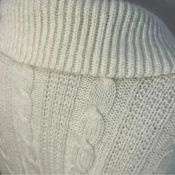 Vintage | Cableknit Collared Pullover Sweater - Cream / Sz M - Picture 6 of 8